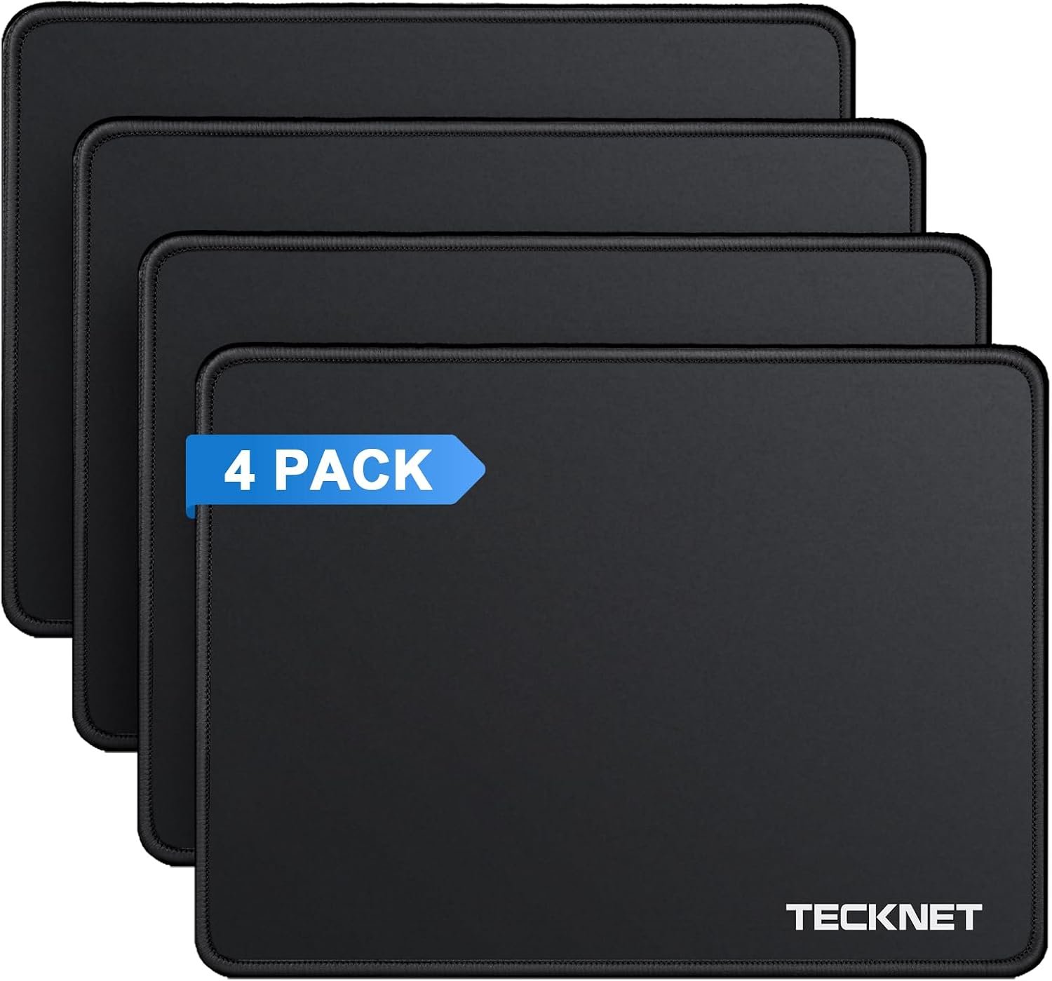 TECKNET 4 Pack Mouse Pad with Durable Anti-fray Stitching, Small Mousepad | Anti-slip Rubber Base, Ultra-smooth Surface, Waterproof Material, Gaming Mouse.